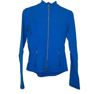 Lululemon Forme Jacket Womens 4 Small Blue Full Zip Pockets Thumb Holes